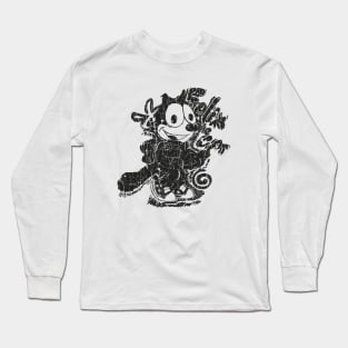 VINTAGE TEXTURE FELIX THE CAT BLACK Long Sleeve T-Shirt